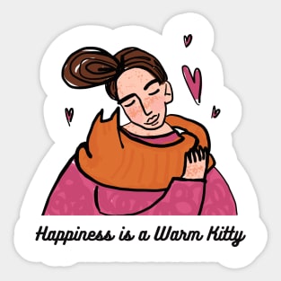 Happines is a warm kitty - Abstract Cat Design Sticker